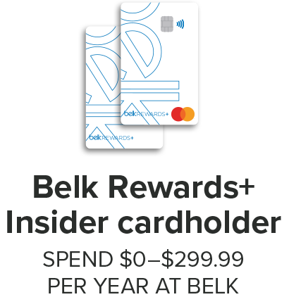 Belk Rewards+ Insider Cardholder: Spend $0–$299.99 per year at belk