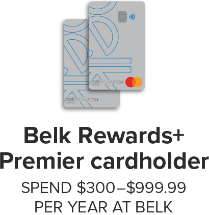 Belk Rewards+ Insider Cardholder: Spend $300–$999.99 per year at belk
