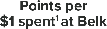 Points per $1 spent¹ at Belk; see below for details